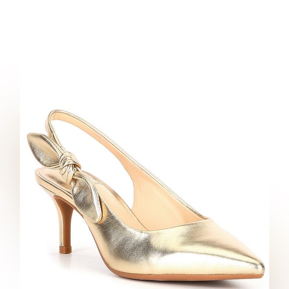Alex Marie Gold Sling Back Kitten Heels - Picture 1 of 8